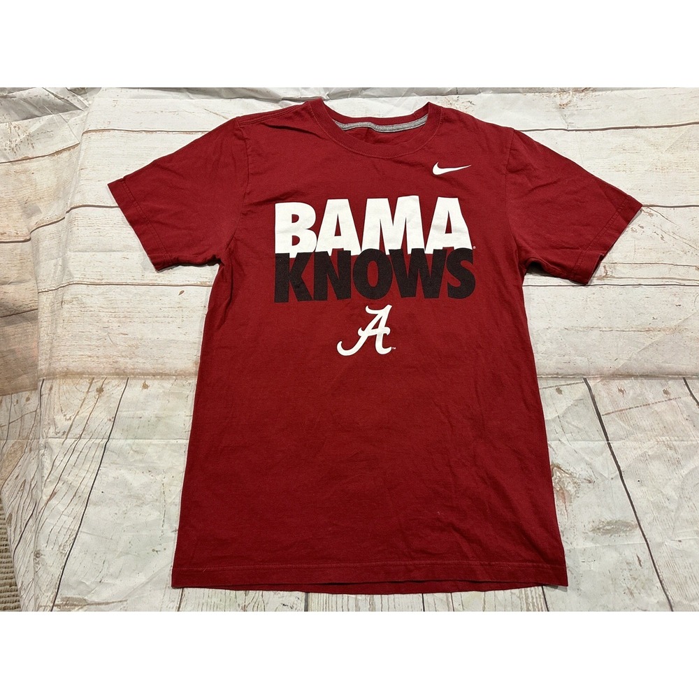 NIKE BAMA KNOWS Championships Graphic Print Men T-Shirt Shirt S SM Small Red